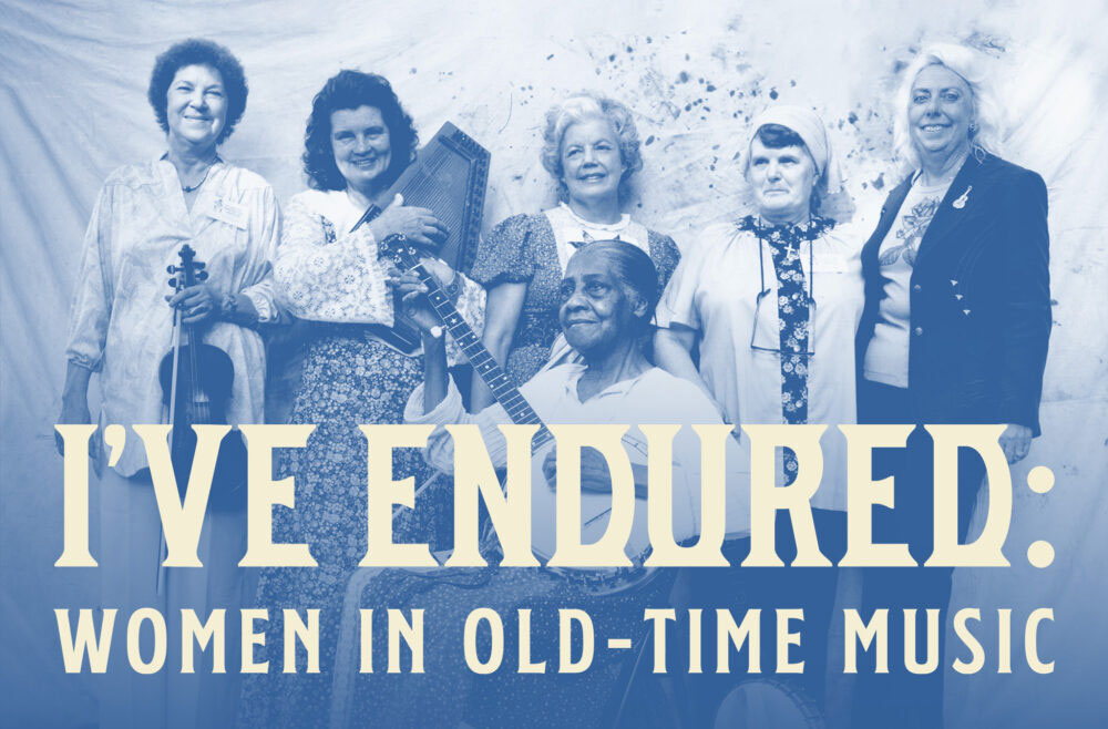 Volunteers setting up the exhibit, "I've Endured - Women in Old Time Music" at the Oxford Area Historical Association in Oxford, PA