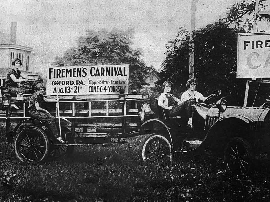 Oxford Fireman's Carnival parade eary 20th century